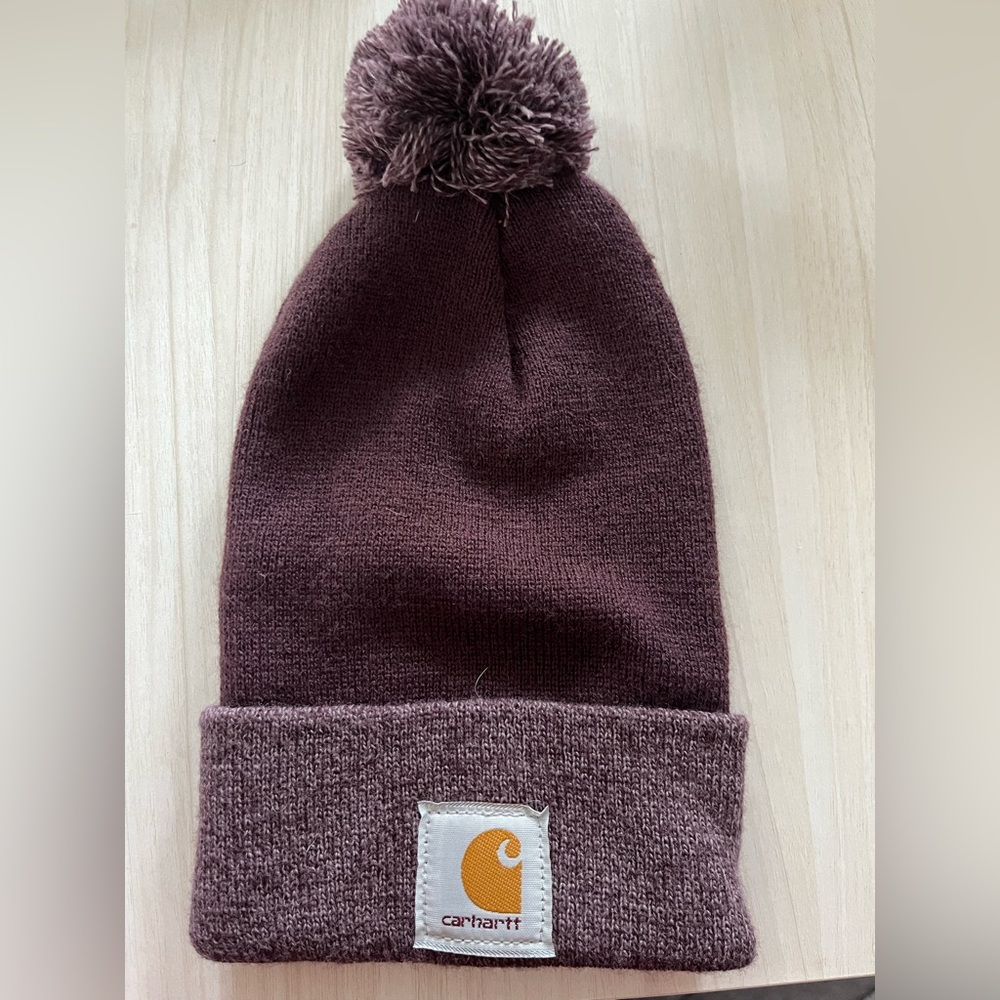 Purple Carhartt Women's Knit Pom-Pom Cuffed Beanie